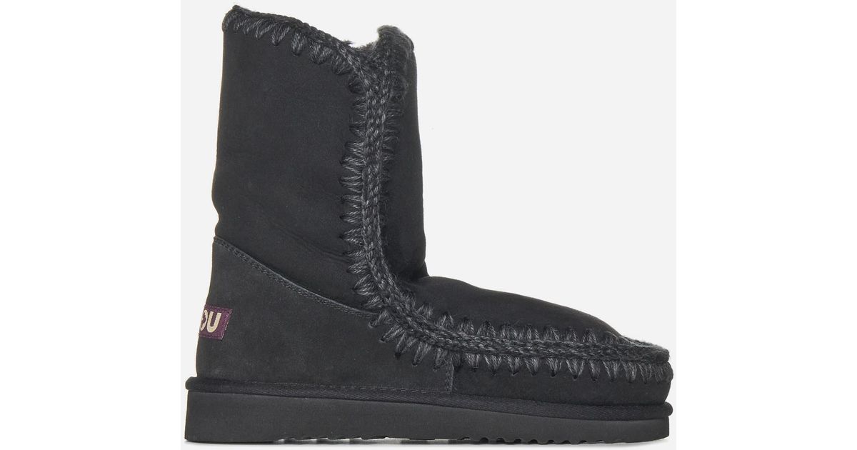 Mou Eskimo Suede And Shearling Ankle Boots in Black | Lyst