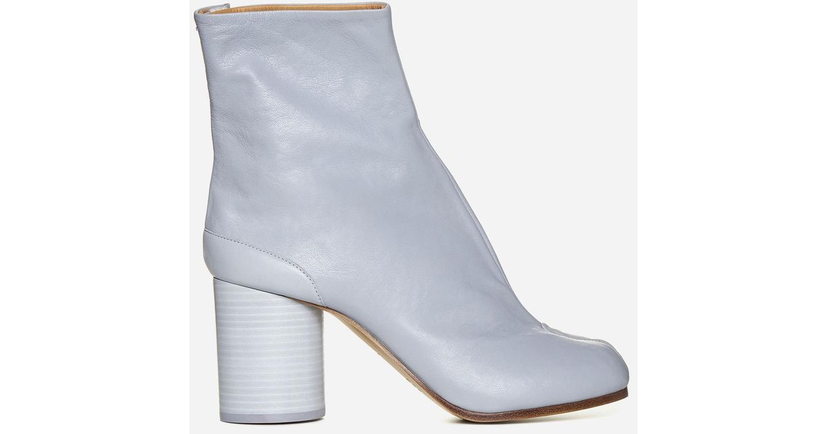 Maison Margiela Tabi Leather Ankle Boots in White | Lyst