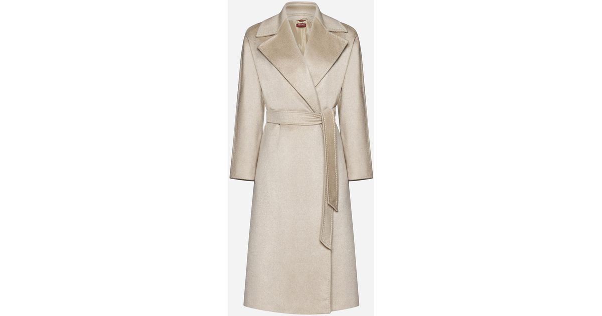 Max Mara Studio Umido Cashmere Coat In Natural Lyst