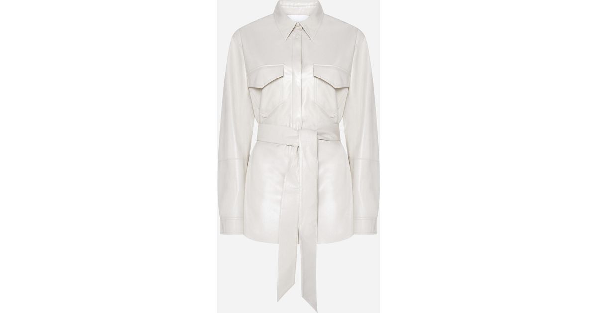 Nanushka Artha Vegan Leather Oversized Shirt in White | Lyst