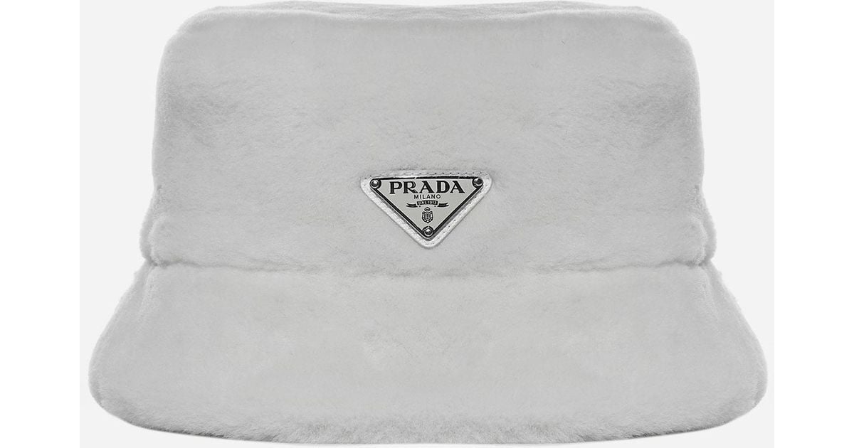 fluffy prada bucket hat