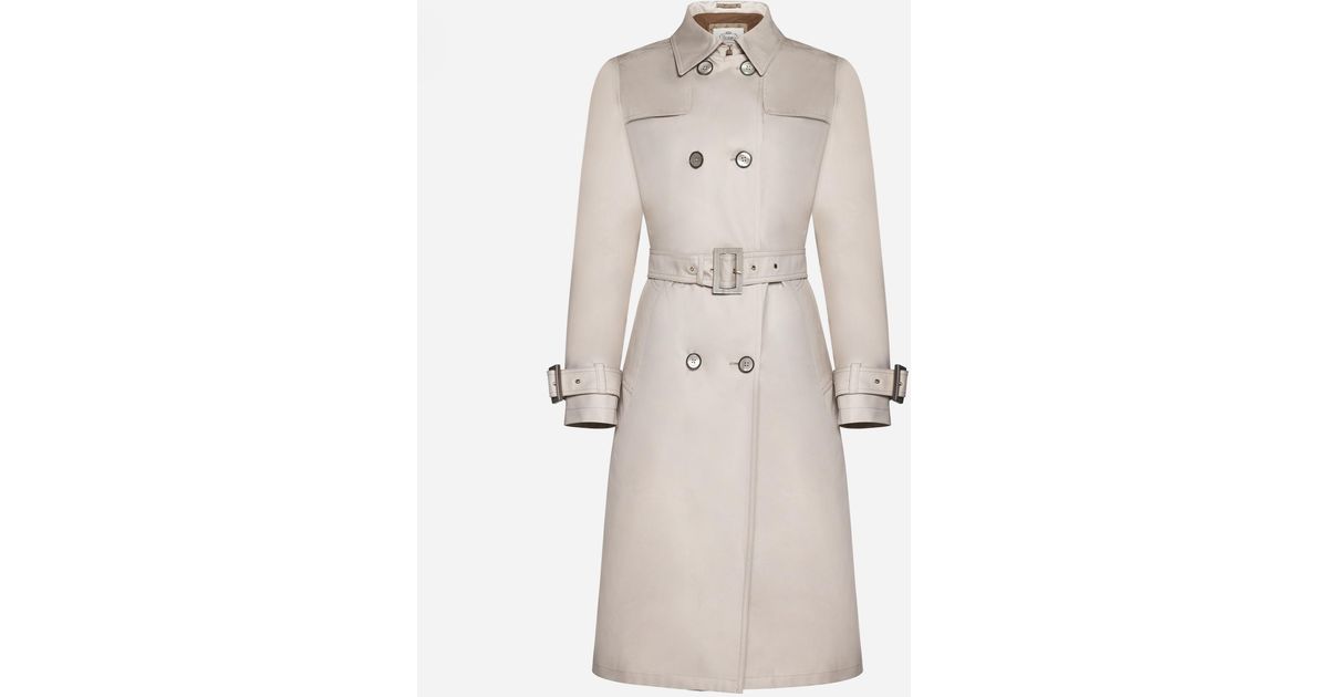 Herno Delon Detta Cotton Double-breasted Trench Coat in Natural | Lyst