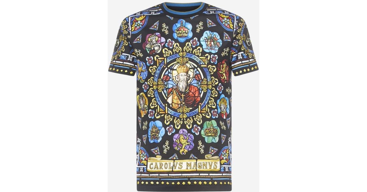 Dolce & Gabbana Carlo Magno Print Cotton T-shirt in Blue for Men | Lyst