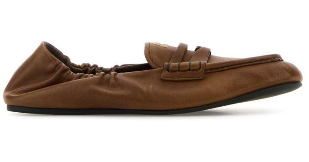 Miu Miu Brown Calf Leather Bos Taurus Slip-On Loafers main image 0