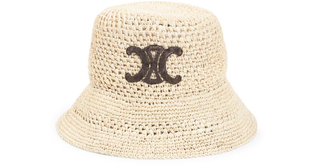 Celine Pink Embroidered Logo Bucket Hat NWT NEW Celine Biscuit Beige White Embroidered Logo Cotton  main image 2