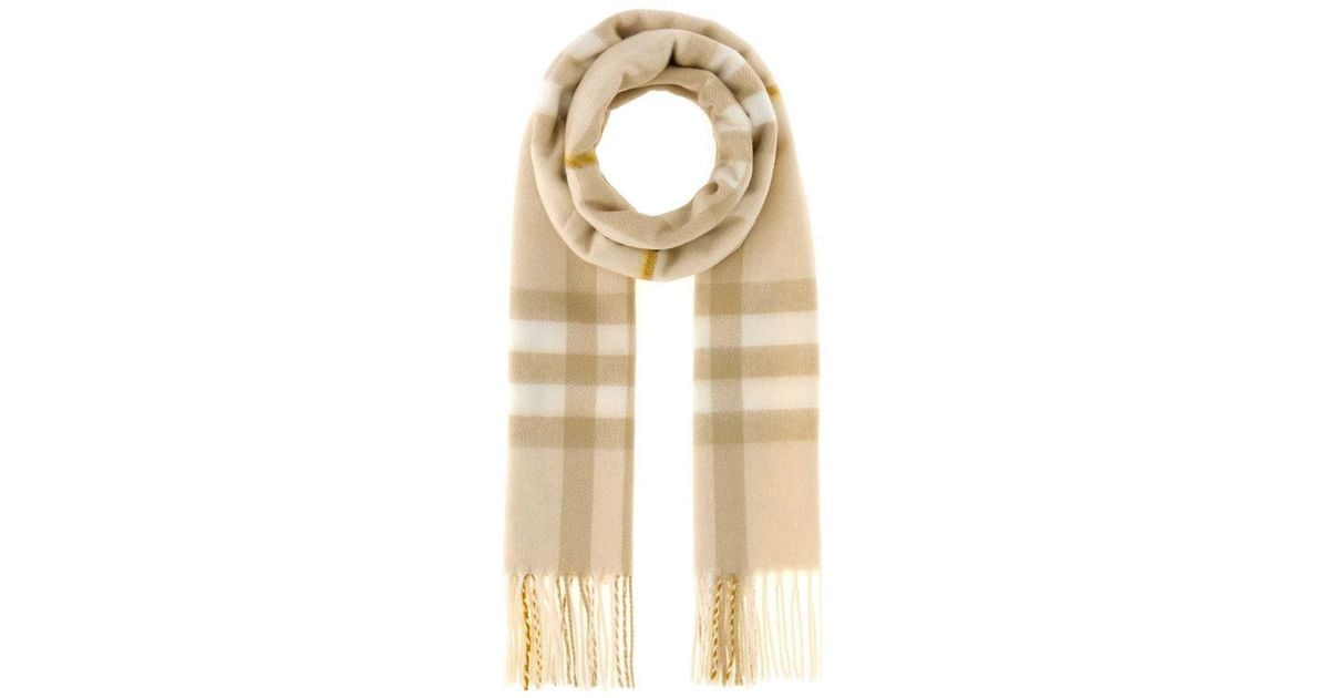 Burberry Check Pattern Scarf in Natural | Lyst UK
