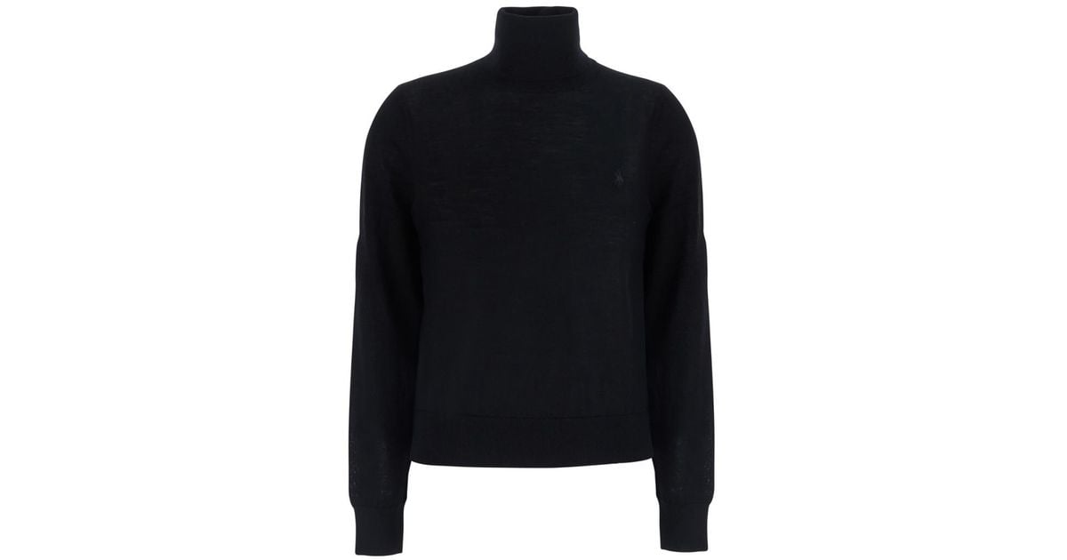 Polo Ralph Lauren Turtle Neck Sweater in Black | Lyst