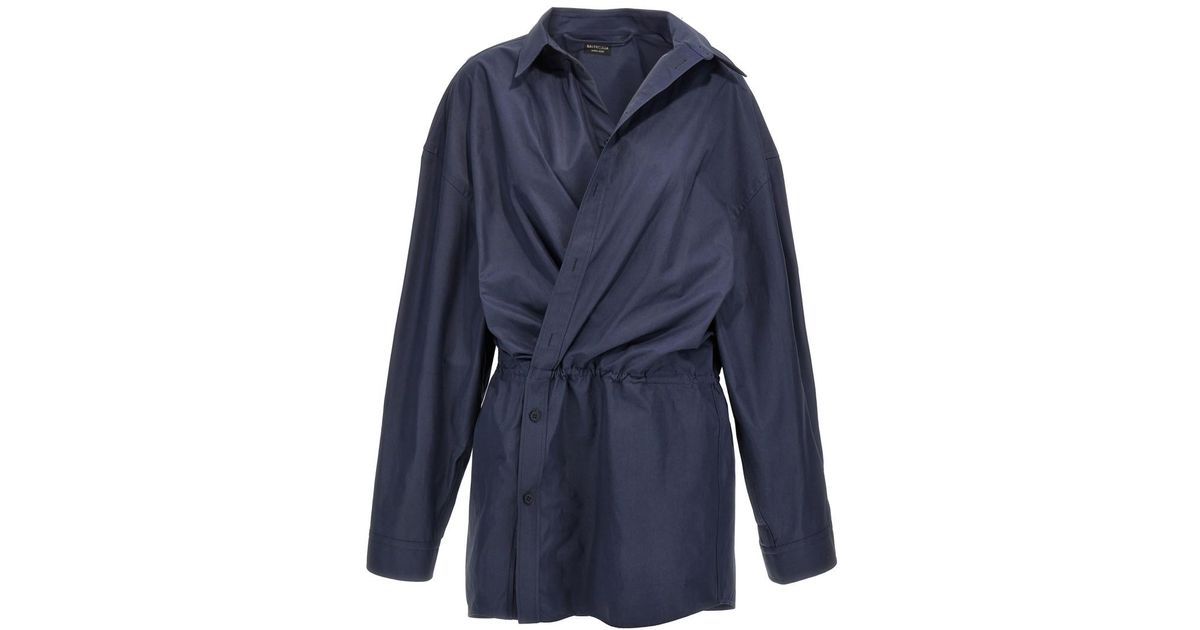 Balenciaga 'Stile Camicia Mini' Dress in Blue | Lyst