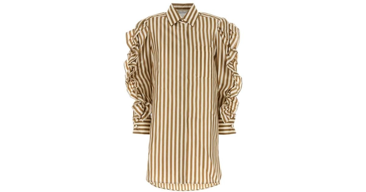 【関税&送料込】Max Mara Printed Silk Manna Shirt Dress Max Mara Printed Silk Manna Shirt Dress in Natural | Lyst
