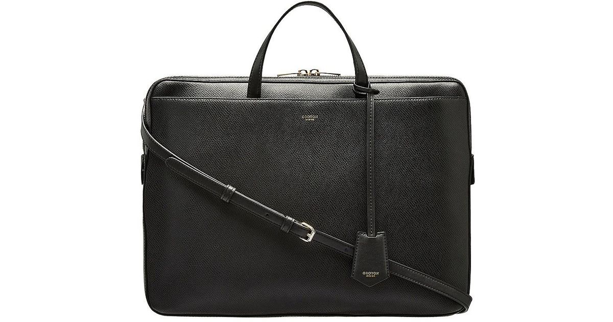 Oroton Leather Muse 15&quot; Slim Laptop Bag in Black - Lyst