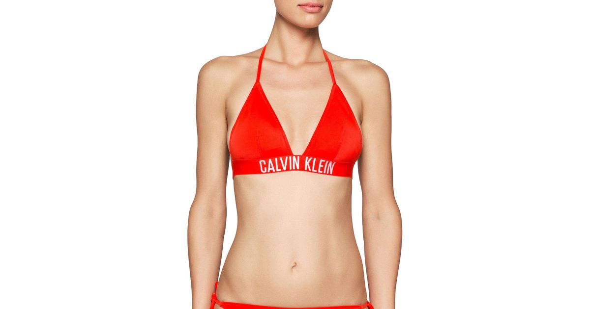 Calvin Klein Synthetic Intense Power Triangle Bikini Top in Red | Lyst