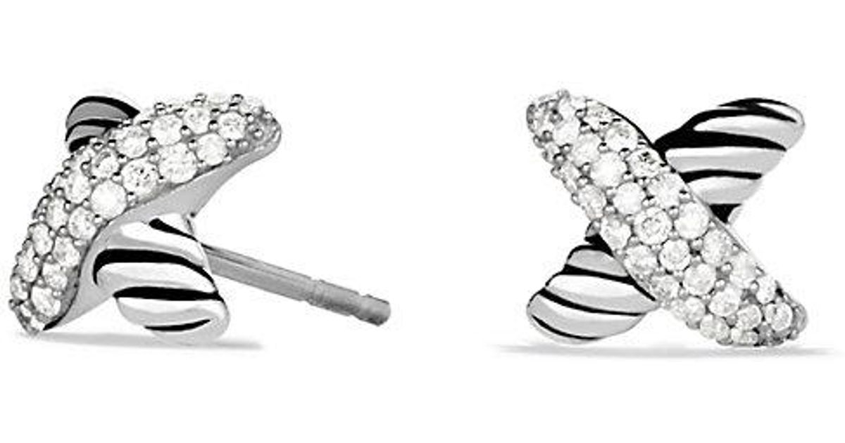 Lyst David Yurman X Earrings With Diamonds In Gray