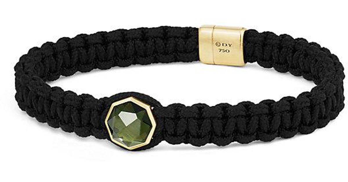 Lyst David Yurman Dy Fortune Woven Station Bracelet With Moldavite Lyst David Yurman Dy Fortune Woven Station Bracelet With Moldavite And 18k Gold 11mm In Black For Men