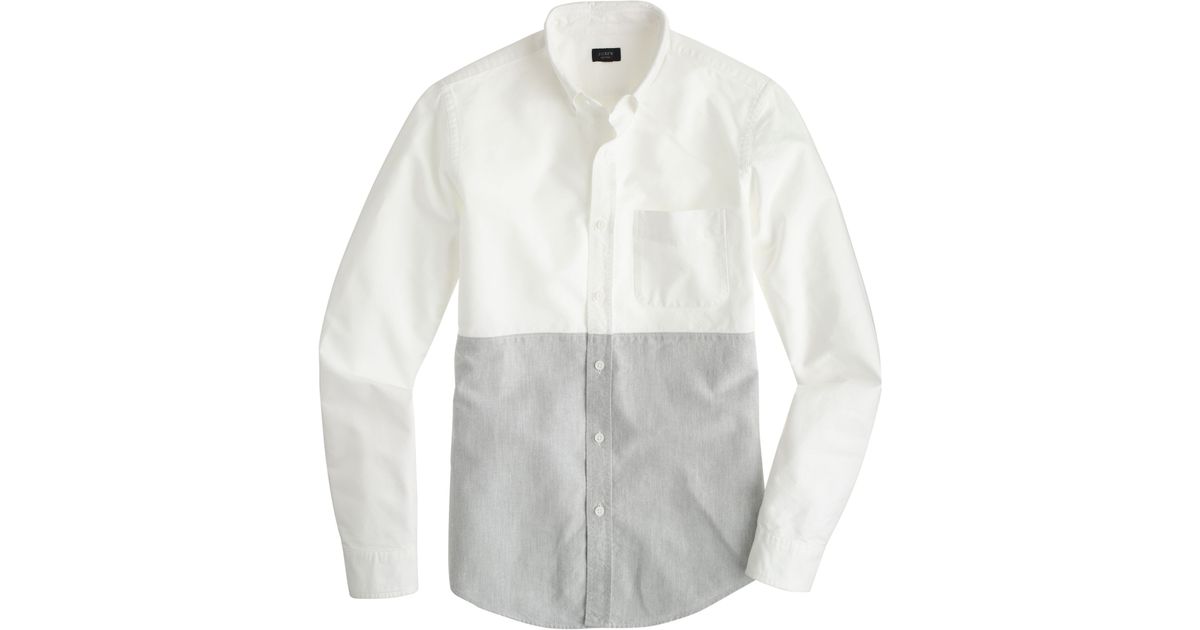 J Crew Slim Vintage Oxford Shirt In Colorblock In Gray For Men Lyst