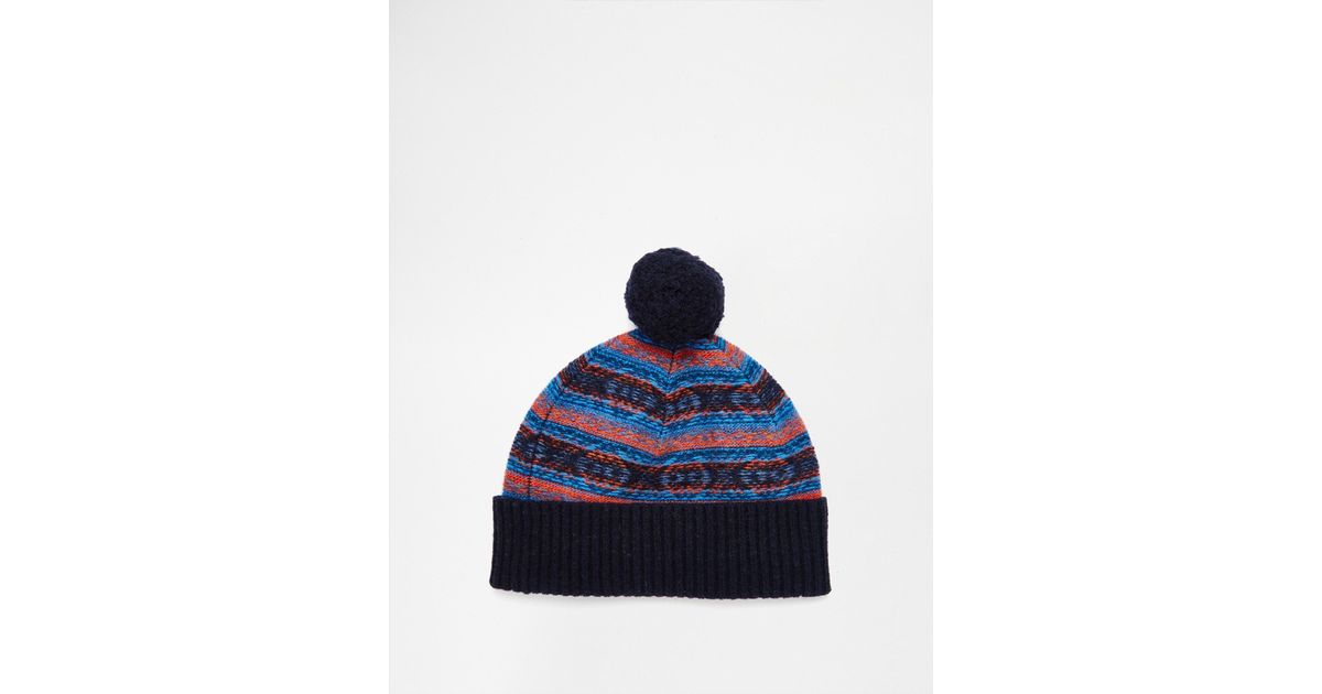 Firetrap Mens Kilauea Bobble Hat Knitted Turn Up Cuff