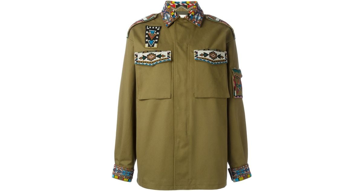 vedvarende ressource Kriminel I særdeleshed Valentino 'native Couture' Beaded Military Jacket in Green | Lyst