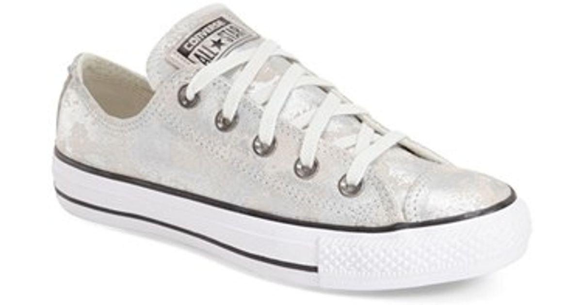 womens silver leather converse