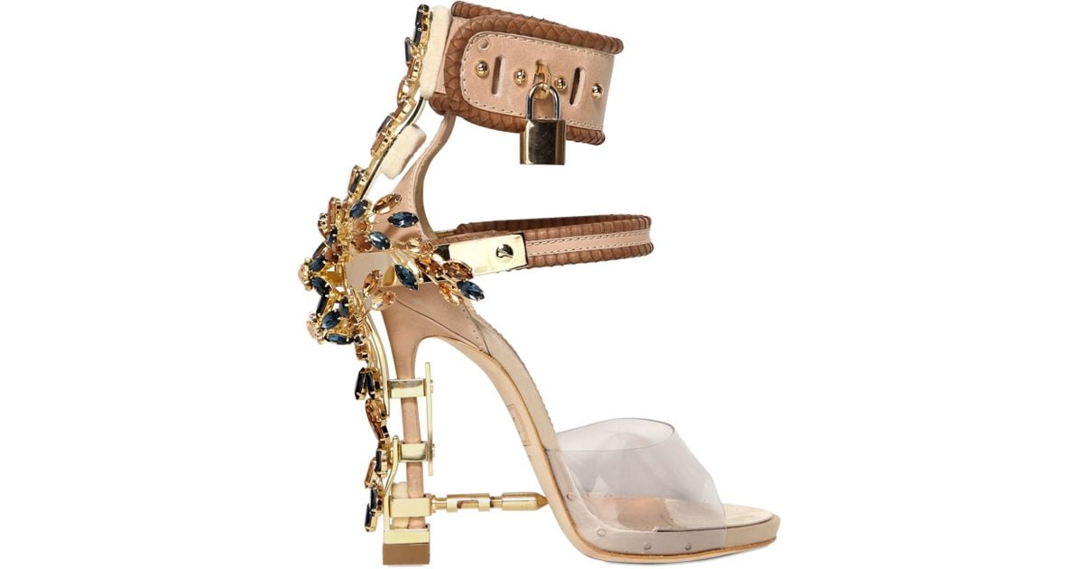 DSquared² 110mm Jewelled Leather Elaphe Sandals | Lyst