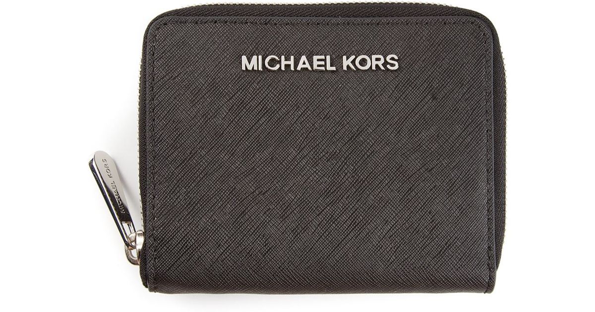 mk jet set zip around wallet black