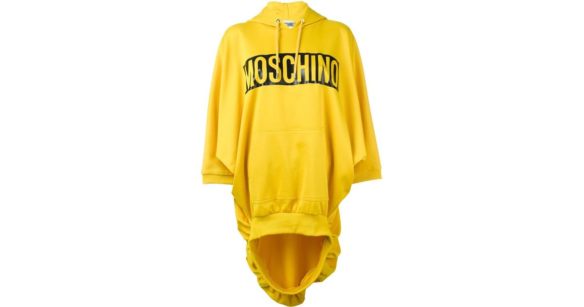 Moschino Caution Print Hoodie in Yellow 