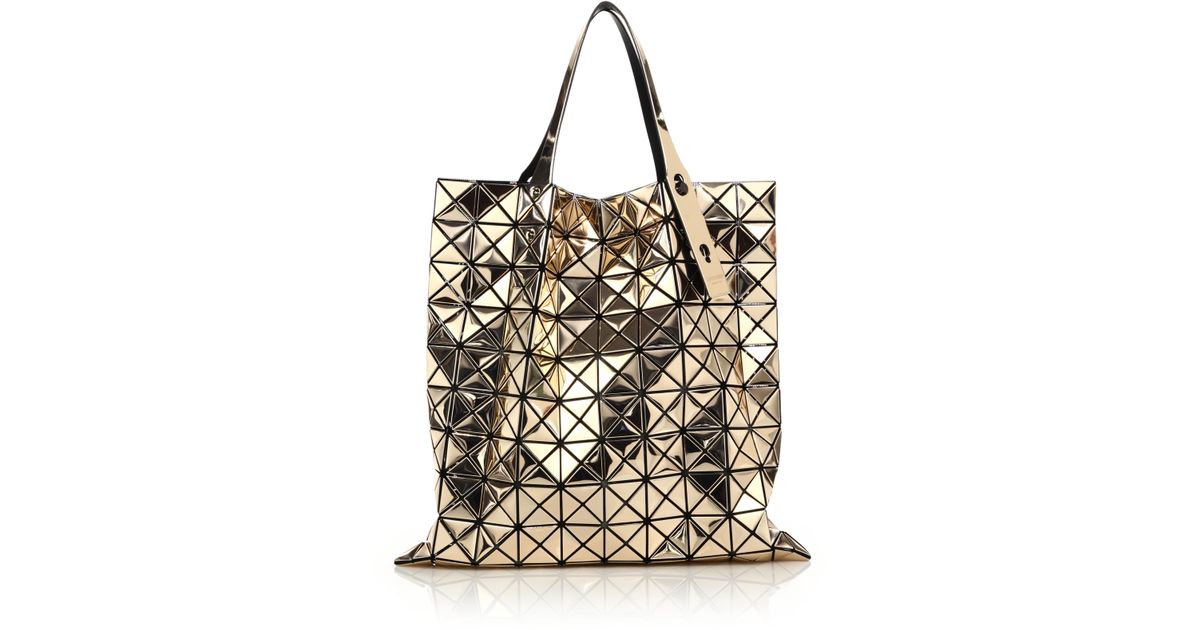 Bao Bao Issey Miyake Platinum Faux Patent Leather Tote in Gold ...
