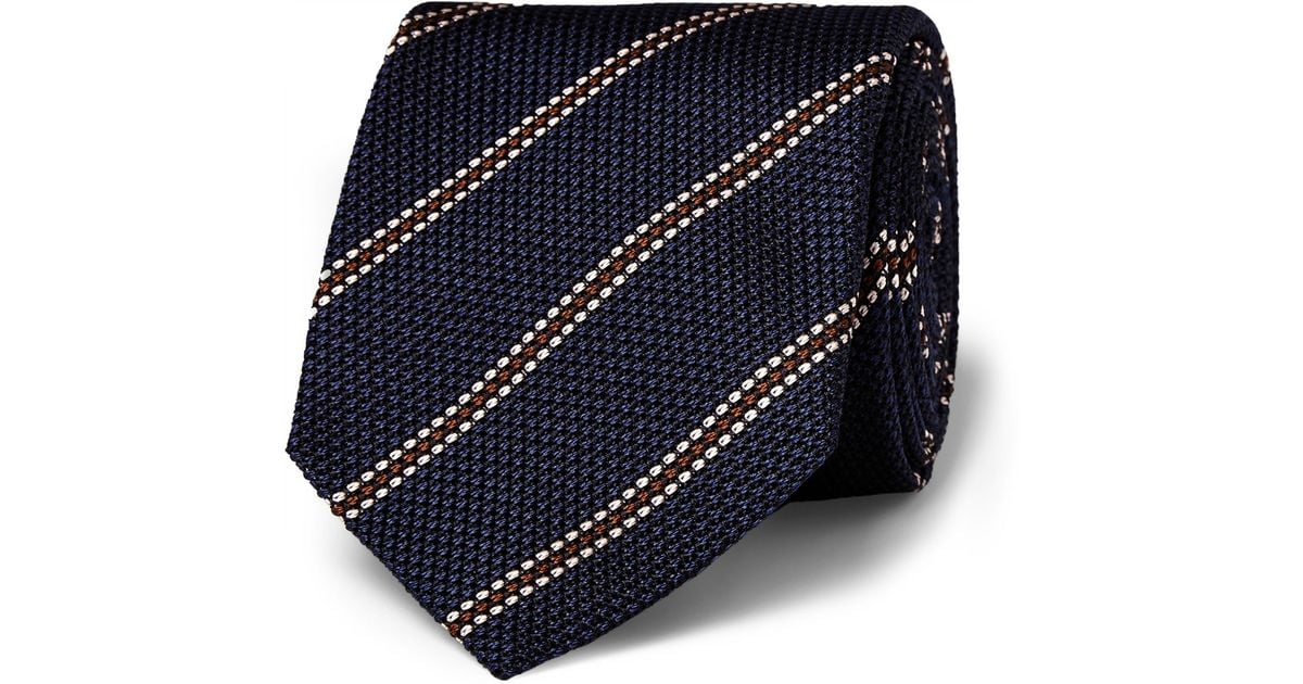 Kingsman Drake'S Striped Woven-Silk Tie in Blue for Men | Lyst