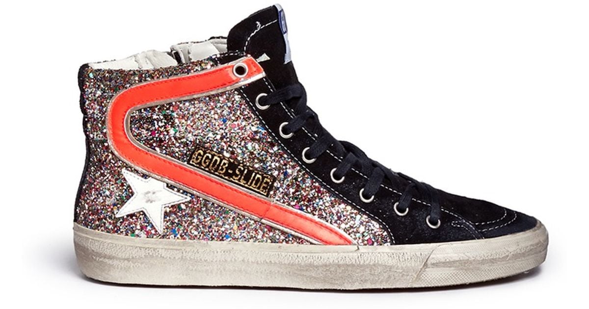 golden goose glitter high top sneakers