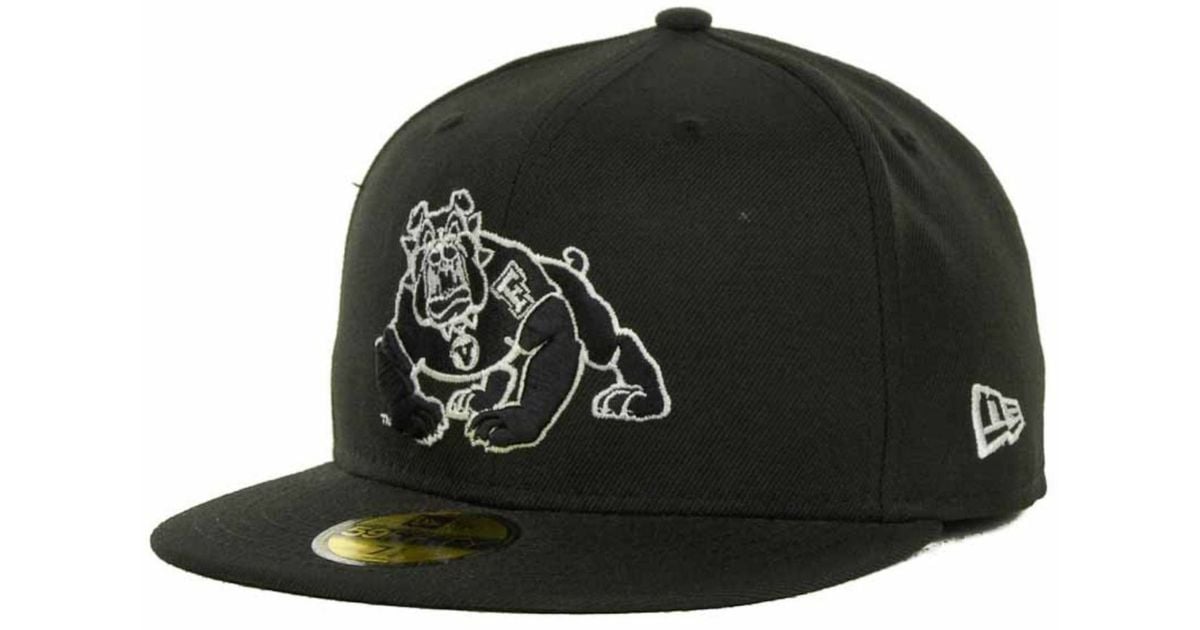 KTZ Fresno State Bulldogs Black On Black with White 59fifty Cap for Men