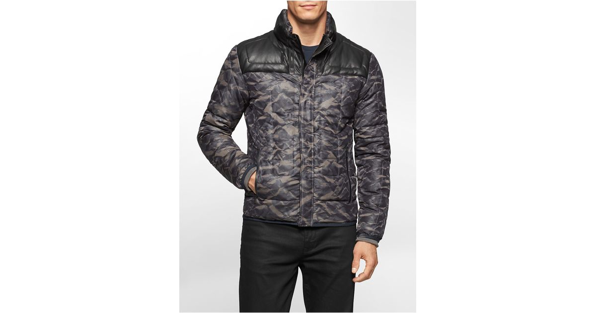 calvin klein camouflage coats & jackets