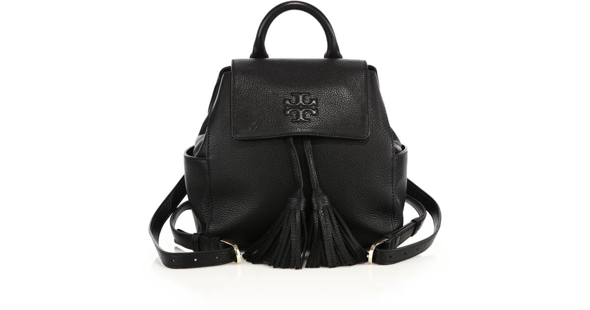 Tory Burch Thea Mini Leather Backpack in Black | Lyst