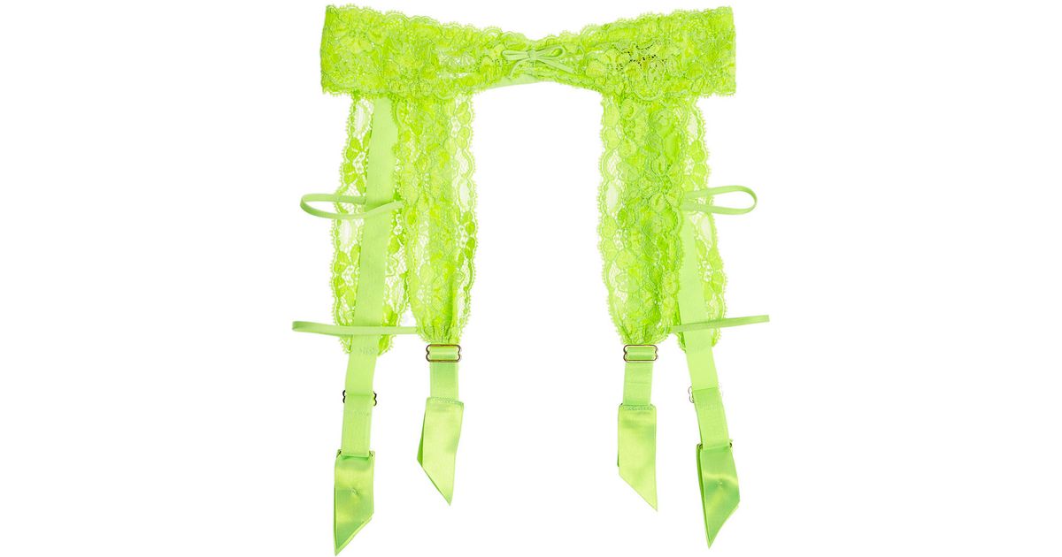 Agent Provocateur Margot Neon Lace Suspender Belt in Lime Green (Green ...