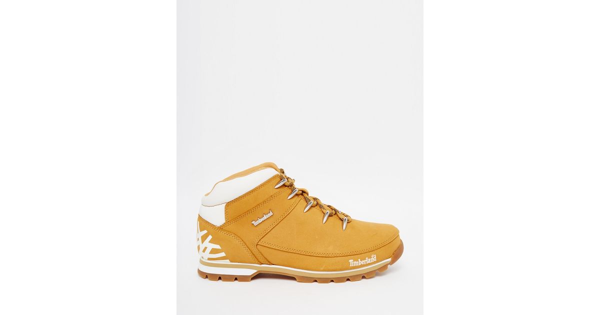 Timberland Euro Hiker Boots White Logo Lyst Canada