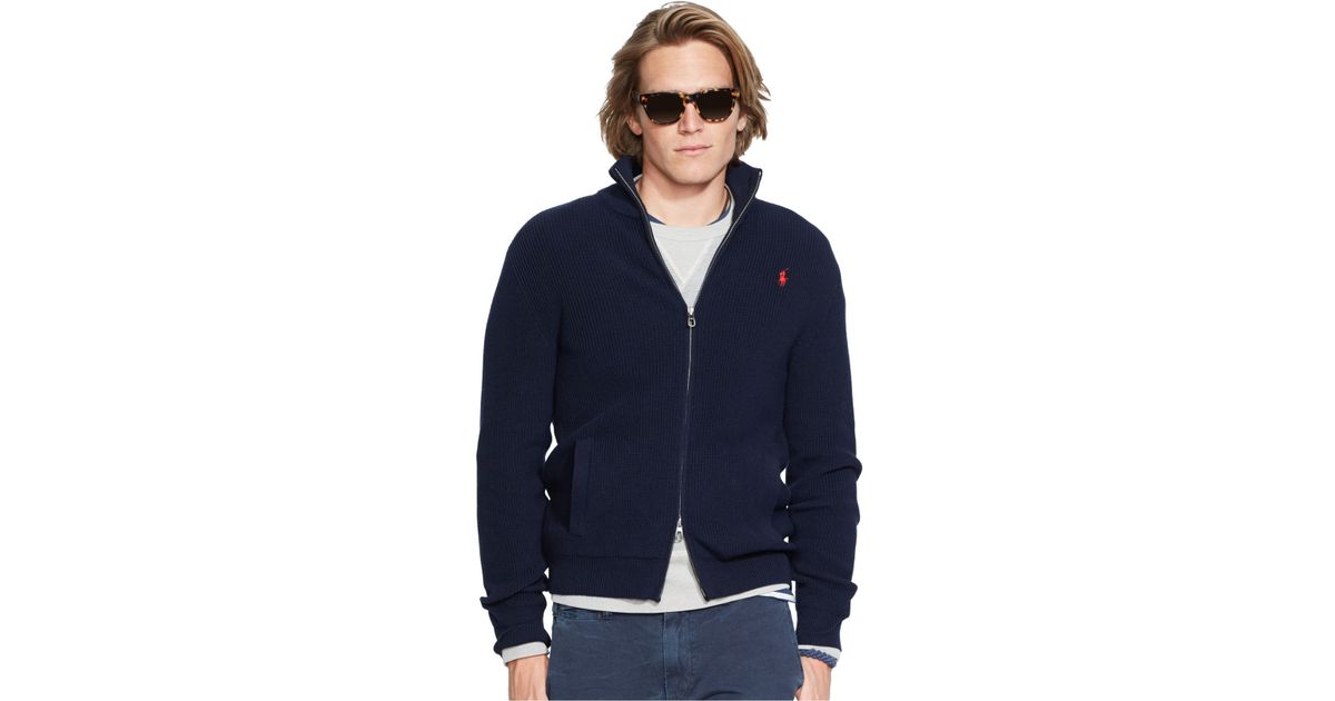 Polo Ralph Lauren Cotton Lightweight Full-zip Sweater in Navy 