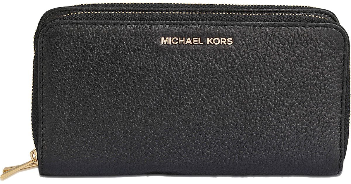 MICHAEL Michael Kors Adele Double Zip Wallet in Black | Lyst