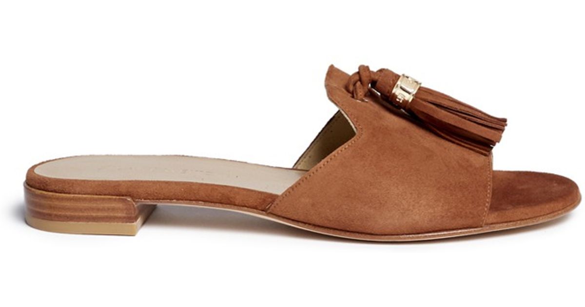 suede slide sandals