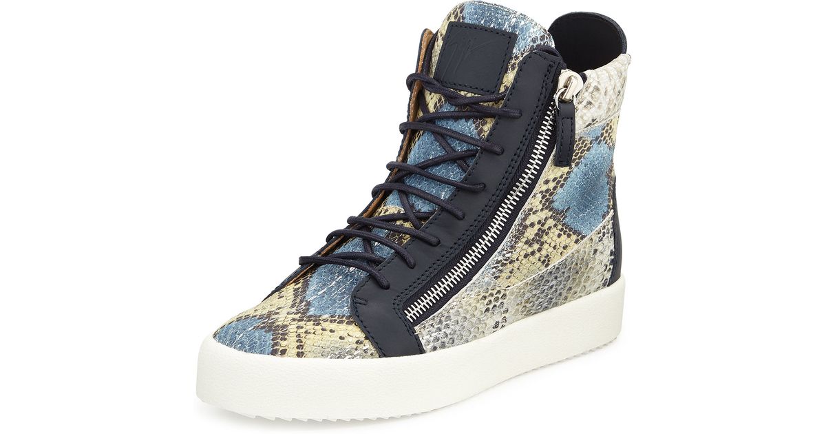 snake print high top sneakers