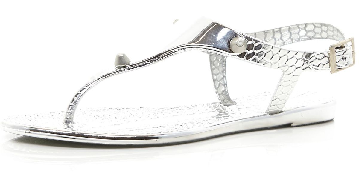 silver jelly sandals