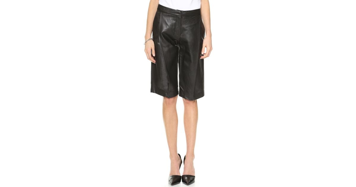 Nicholas Tailored Knee Length Leather Shorts Black Lyst