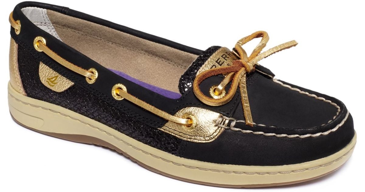 black and gold sperry top sider