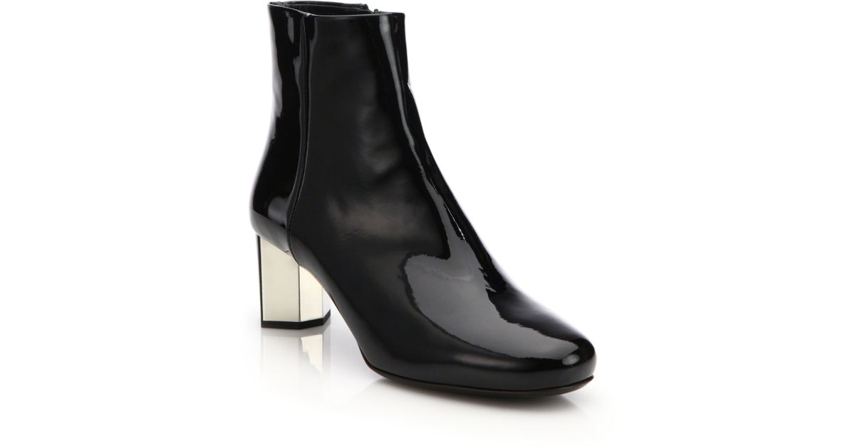 metallic heel ankle boots