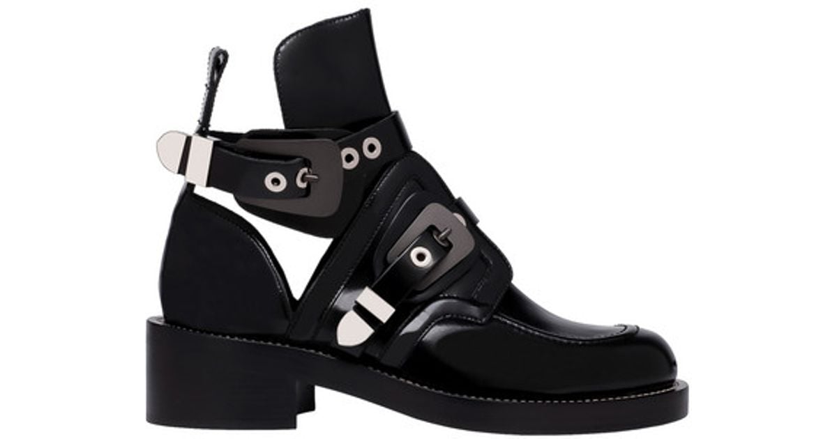 black ceinture leather ankle boots