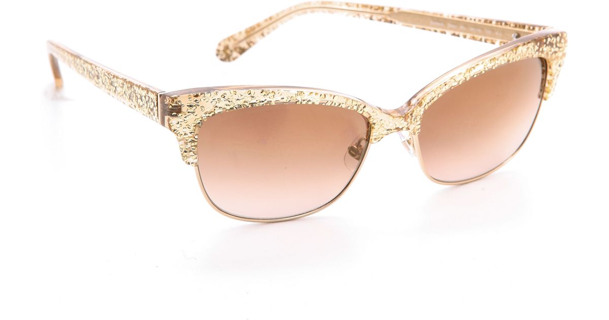 Kate Spade Shira Sunglasses Gold Glitter/Brown Shaded Gold in