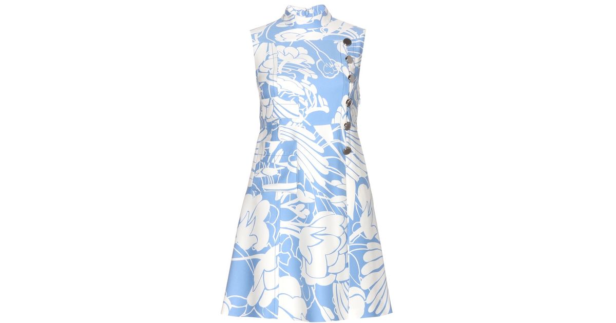 Miu Miu Printed Mini Dress in Blue - Lyst