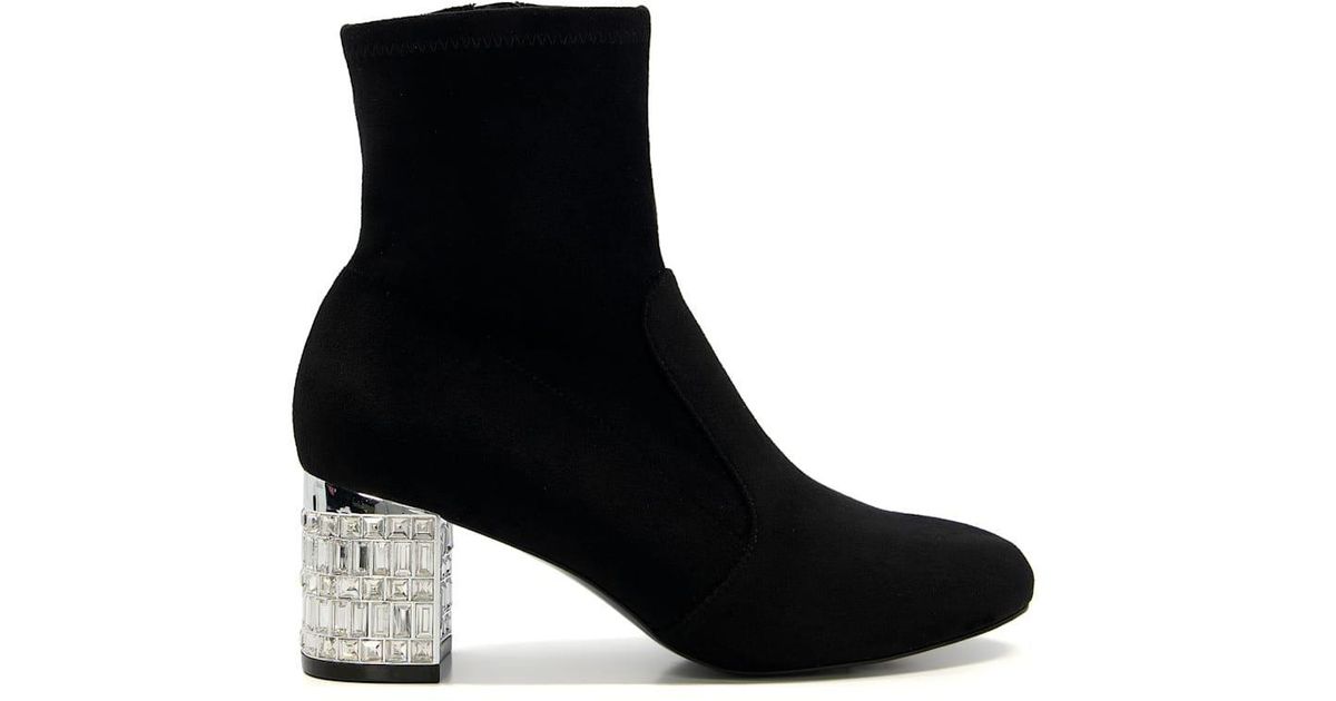 Dune Optimal Jewelled High Heel Sock Ankle Boots in Black Lyst UK