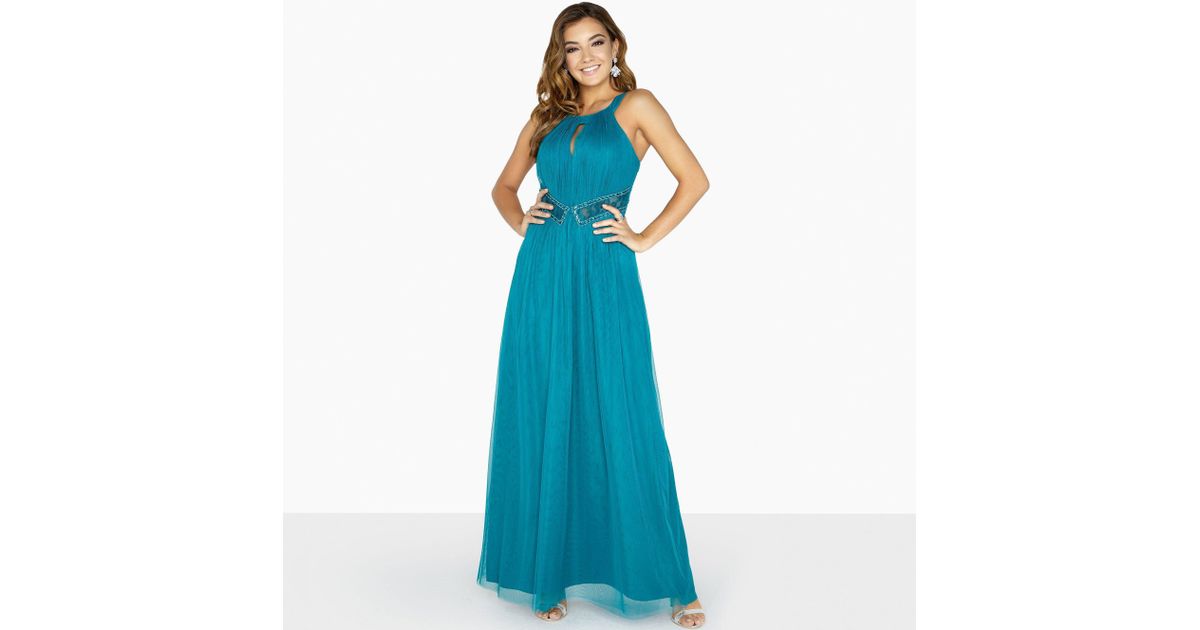 little mistress lauren lace insert maxi dress with keyhole
