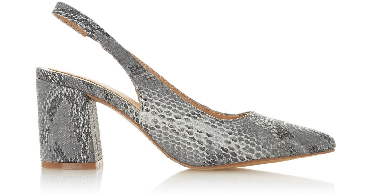 Dune 'carissa' Mid Block Heel Slingback Shoes in Grey (Grey) Lyst