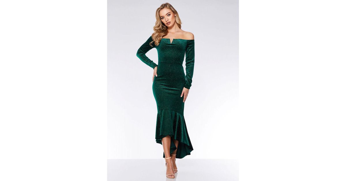 quiz emerald green velvet dress