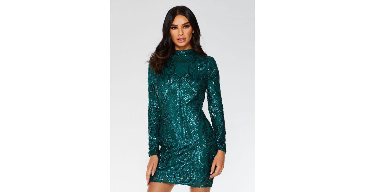 bottle green sequin dress
