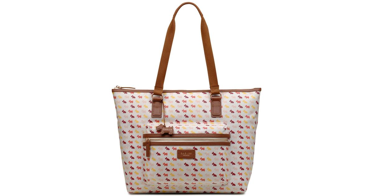 radley data dog large zip top tote bag