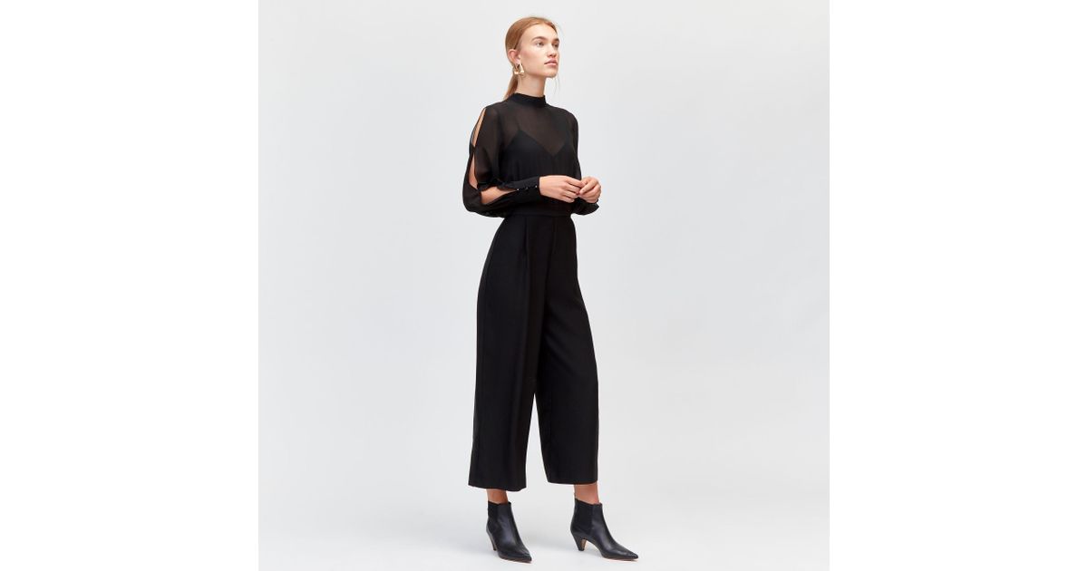 warehouse chiffon sleeve jumpsuit